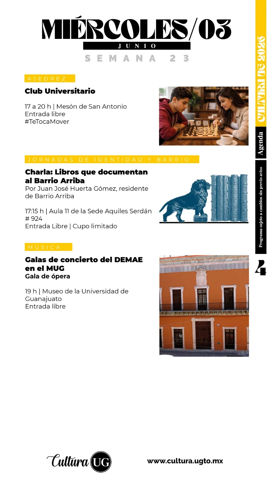 La Universidad de Guanajuato impulsa una semana cultural con cine, música y ajedrez